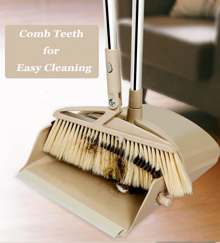 Dustpan Cleans Broom Combo with Long Handle Upright Stand up Dustpan Broom Set