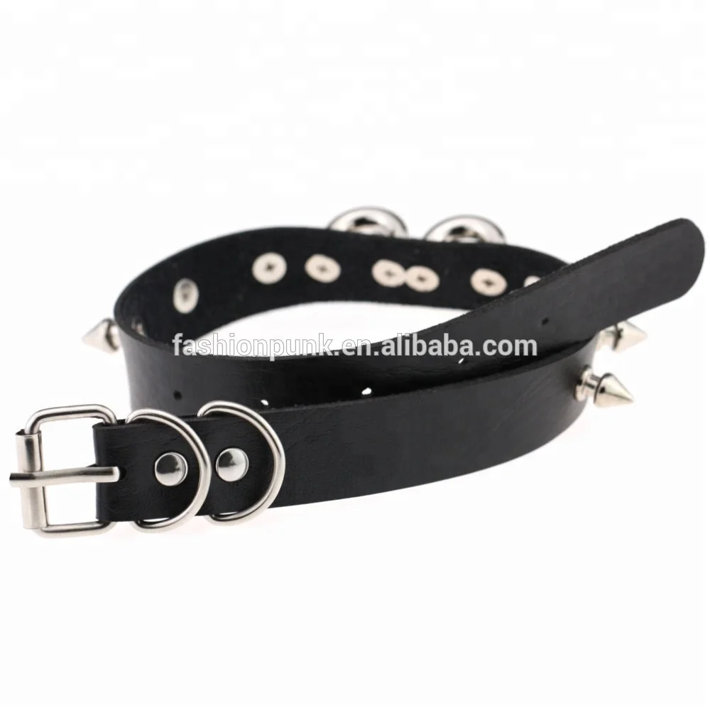 Punk Gothic Handmade Harajuku Safe Heart Choker Spikes Studded Rivet Lock Choker Collar Keys Pendant