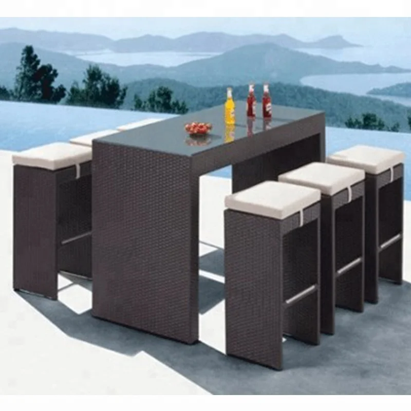 rattan bar table and chairs