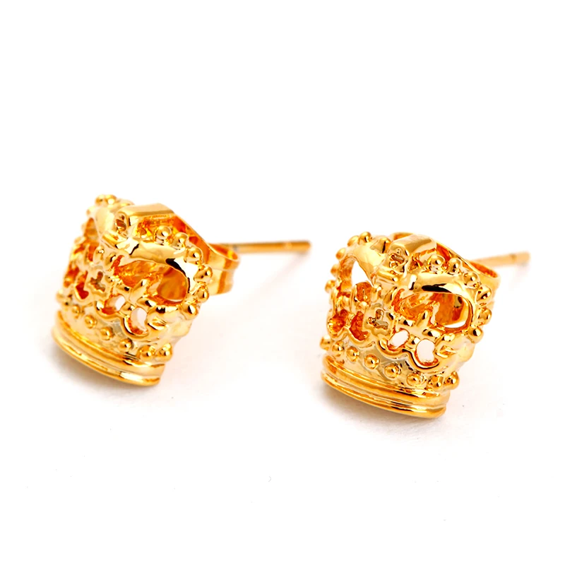 Custom Cufflink Set 18 Gold Crown Cufflinks and Earings