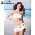 2016 Fashion Type Swim Suits Cute Bikini Skirt Push Up Swimwear Solid Bathing Suits Floral Beach