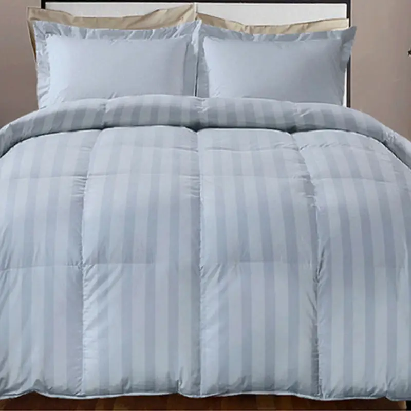 
China supply 100 cotton microfiber satin white stripe bedding comforter set 4pcs with pillows for home and hotel use 