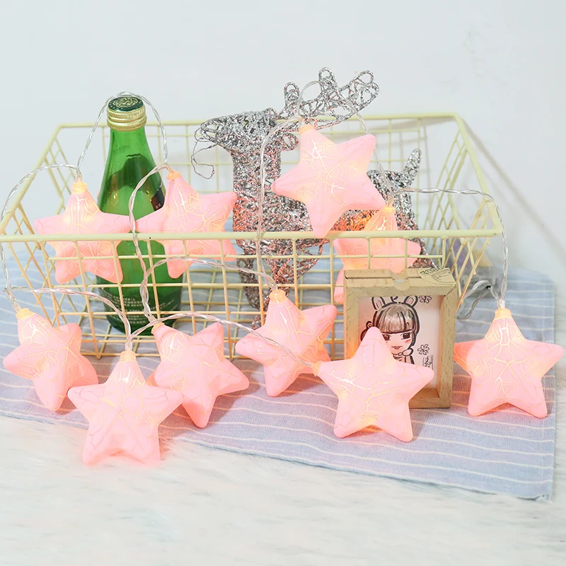 
battery operated Led Crack Star Shaped String lights for Christmas, home decoration 