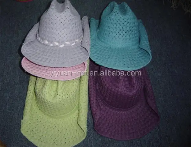 
2018 Colorful Brim Rolling Up Paper Straw Cowboy Hats Cowgirl Hats 