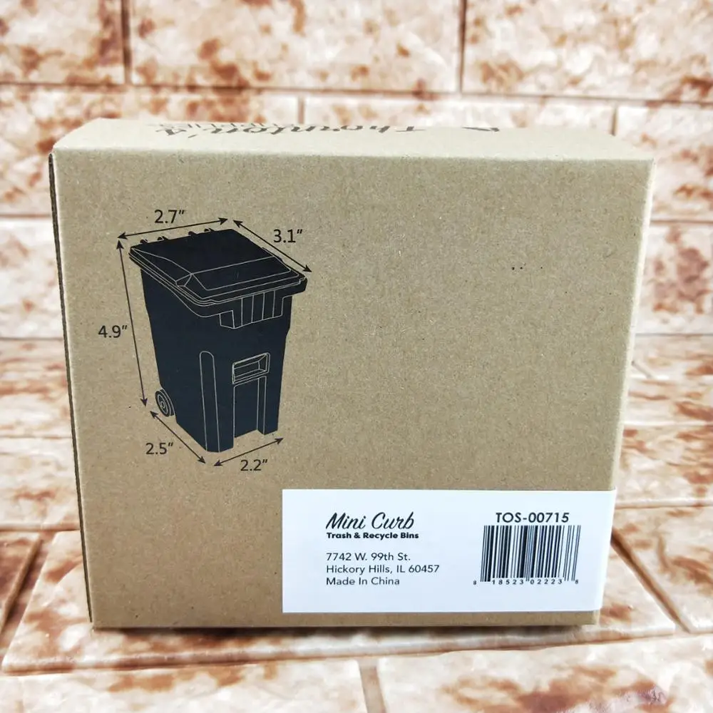 Mini Trash and Recycle Can Wheelie bin Pencil Cup Holder