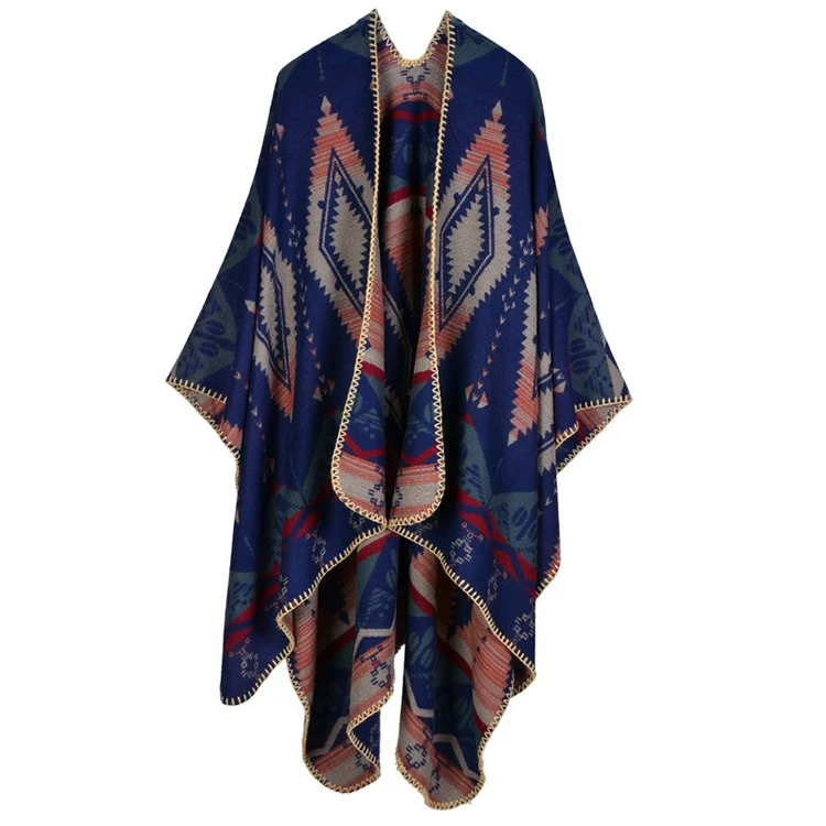 Wholesale Long Women Poncho kashmiri Shawls Cardigan Open Front Elegant Cape Wrap Pashmina Plaid Shawl