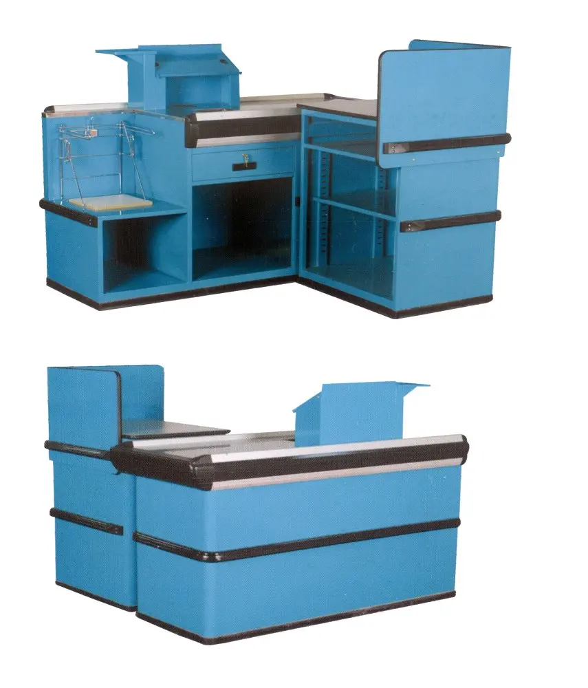 Stainless steel supermarket store commercial cashier counter ,checkout counter equipment