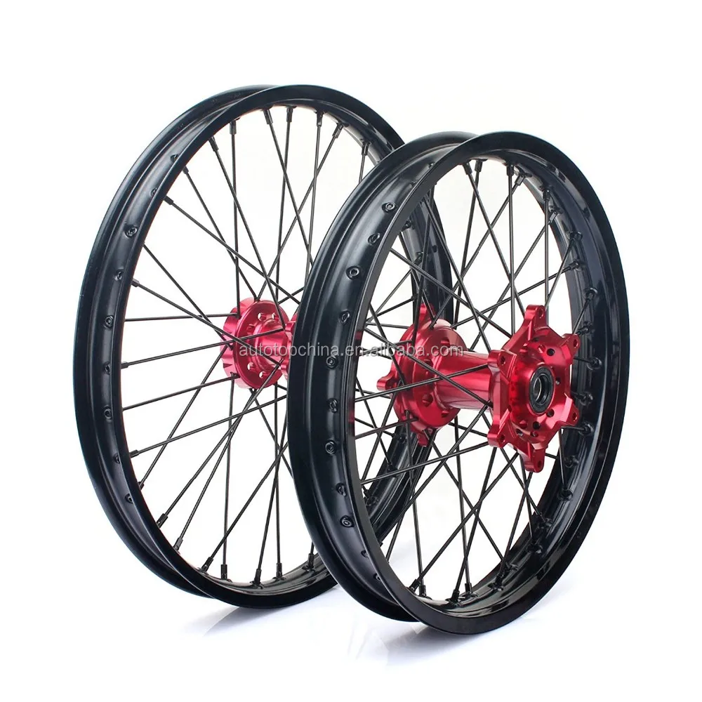 Complete Universal Including Red Hubs motorcycle wheel Stainless Steel Spoke  Motorcycle Aluminum Wheel Set