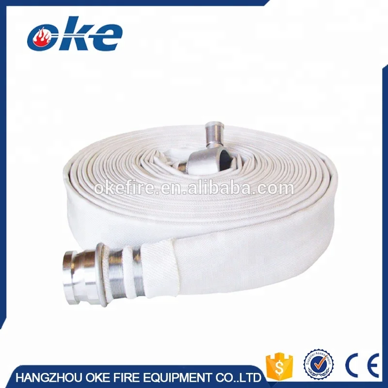 Okefire White Plain Jacket Fire Hose with Storz / British / French Coupling