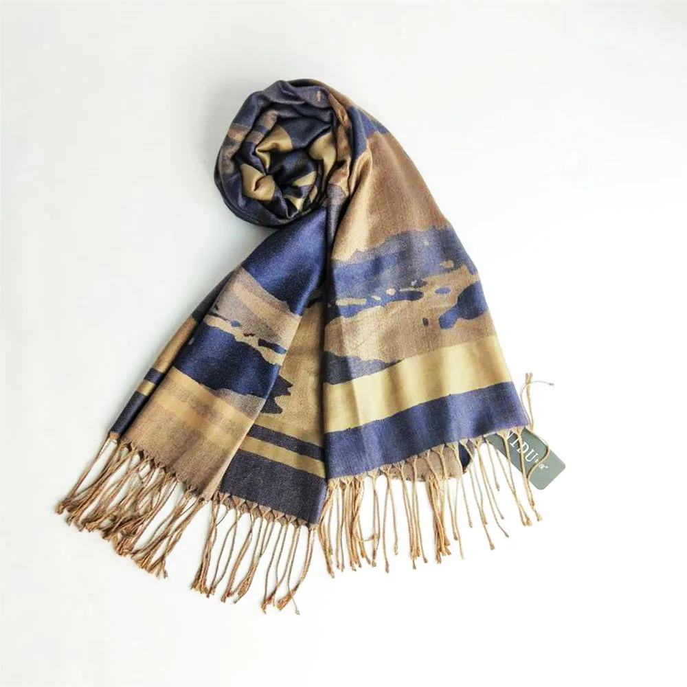 scarf manufacturer wholesale classic silk jacquard art stripes pashmina