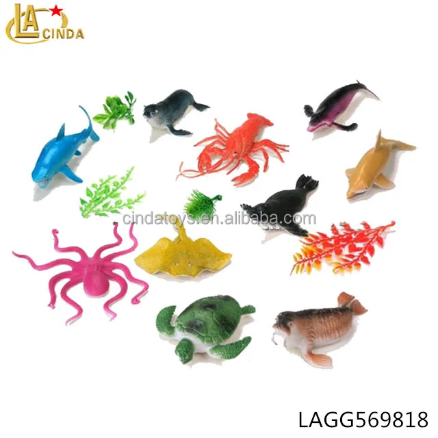 10 Different models soft Promotional Colorful Sea Animal Cartoon coloring small sea fish mini plastic toy animal