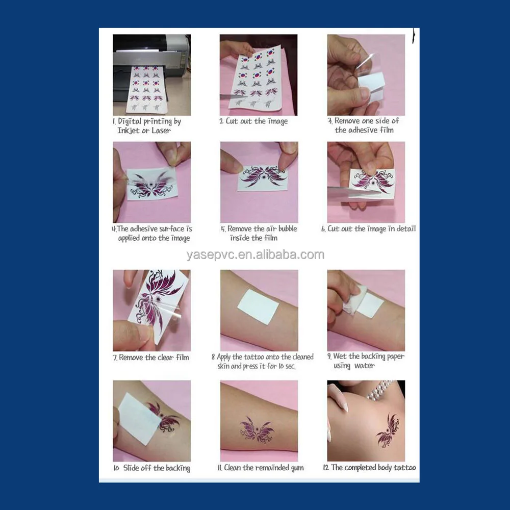DIY temporary tattoo paper for inkjet printer