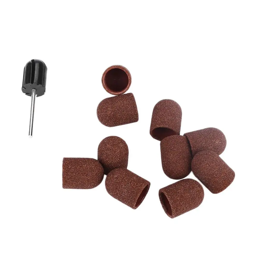 10mm/13mm /16mm Brown Plastic Cloth Sanding Capsnail Polish Cap for Grinding Machine Manicure Pedicure