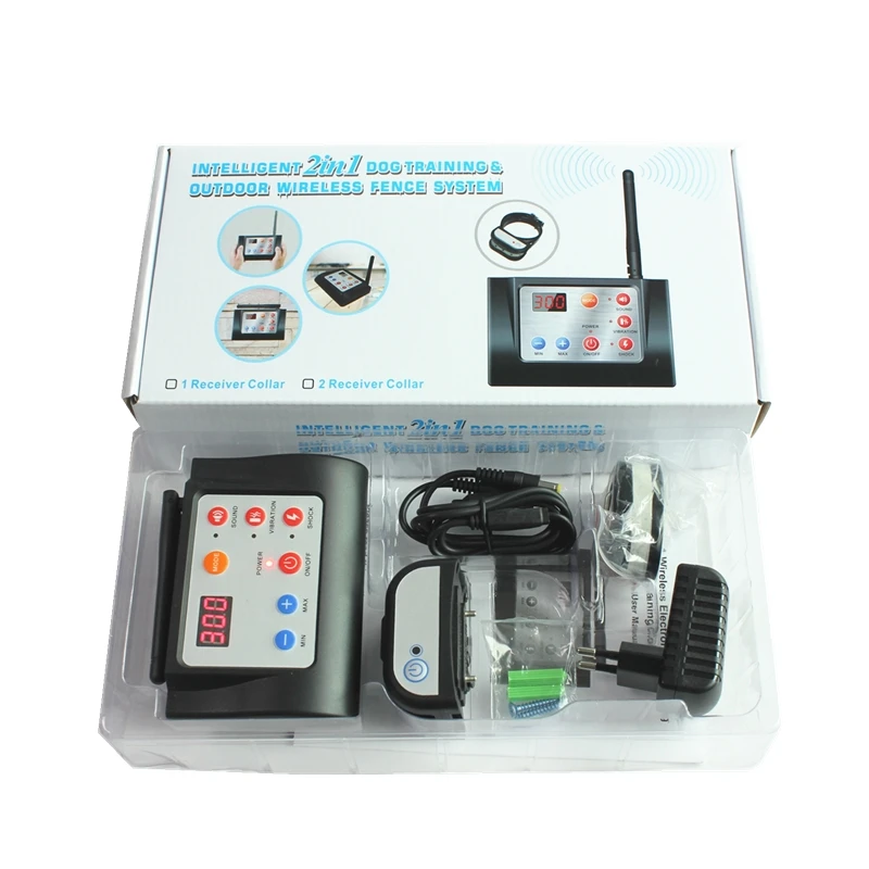 
2 in 1 Intelligent Remote Dog Training Collar and Outdoor Wireless Pet Fence System 