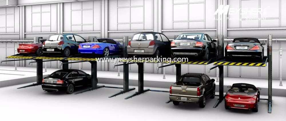 Electric Platform Stacker 2 Level Parking Lift Simple Tilting Four Post Residential Car Lift