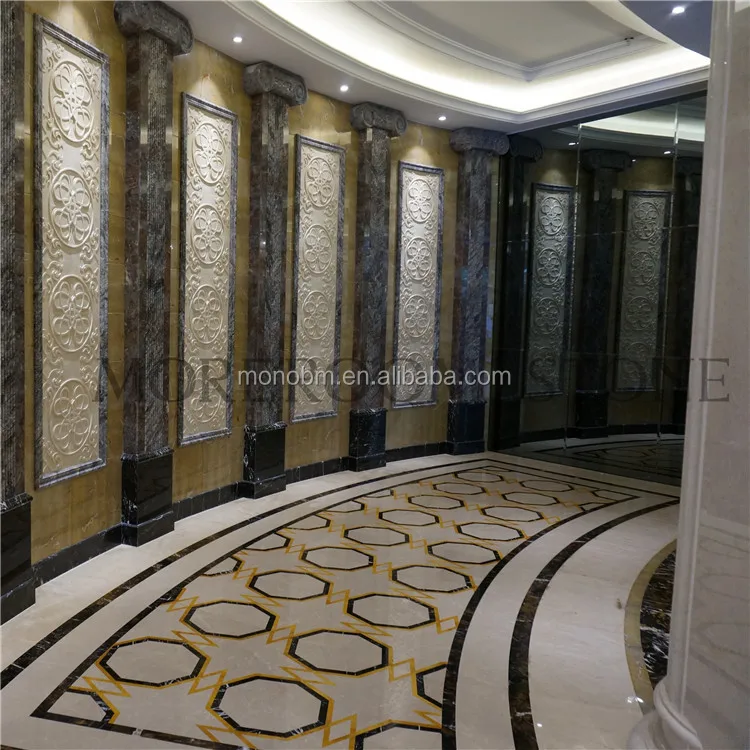 Итальянский водоструйный Бежевый полированный мраморный дизайн пола