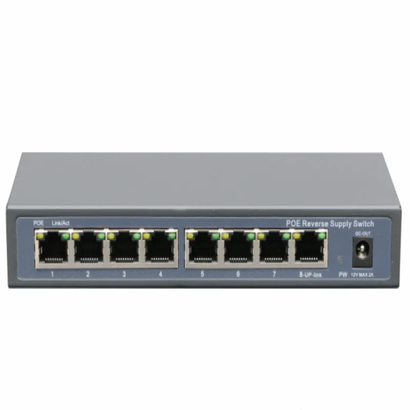 Vlan 8 port reverse POE switch 5v 12v 2a DC out