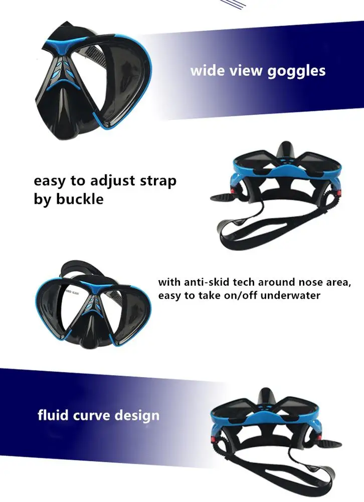 Dive Mask for Scuba Diving Snorkeling Swimming Goggles Mask tempered glass