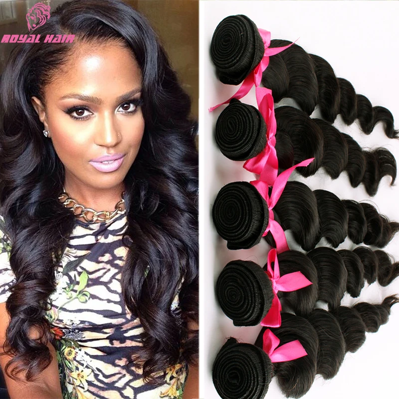 5 bundles Indian virgin hair 7a virgin hair loose wave indian wavy Unprocessed Human Hair Weave
