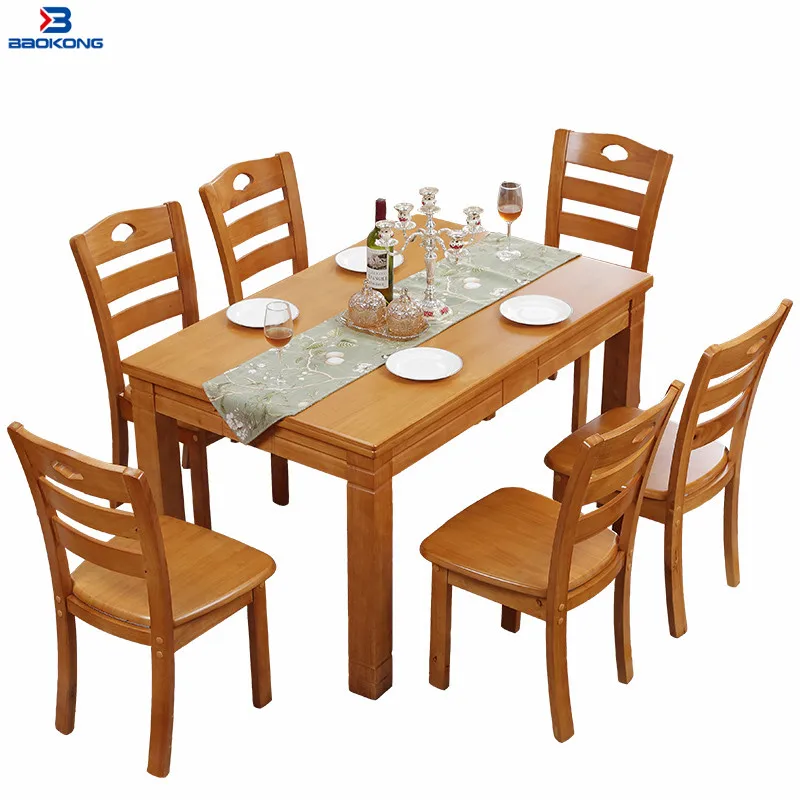 Western Restaurant Solid Wood Dining Table And Chair