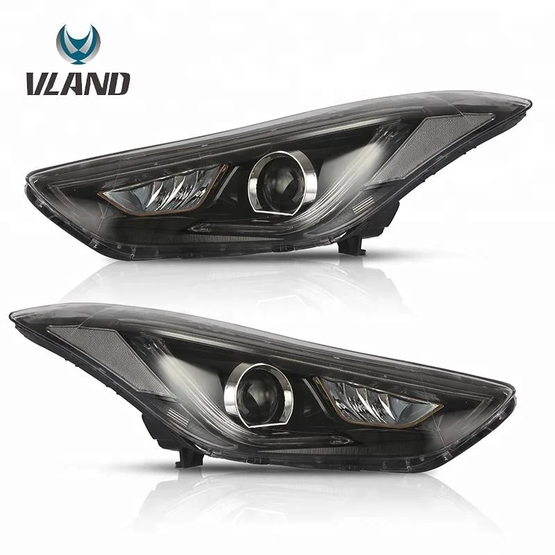 Vland factory manufacture For 2012-UP Elantra LED Headlights Avante Front Lamp Assembly Modification