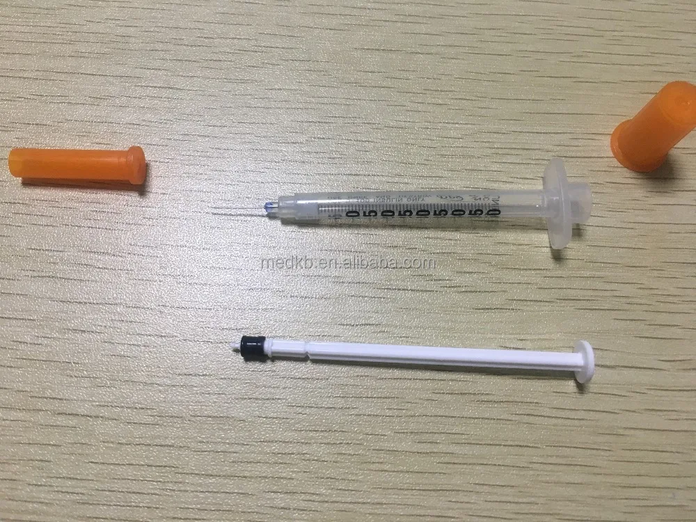 
Orange Cap Disposable insulin syringe 1ml 0.5ml 0.3ml with fixed needle syringe factory 