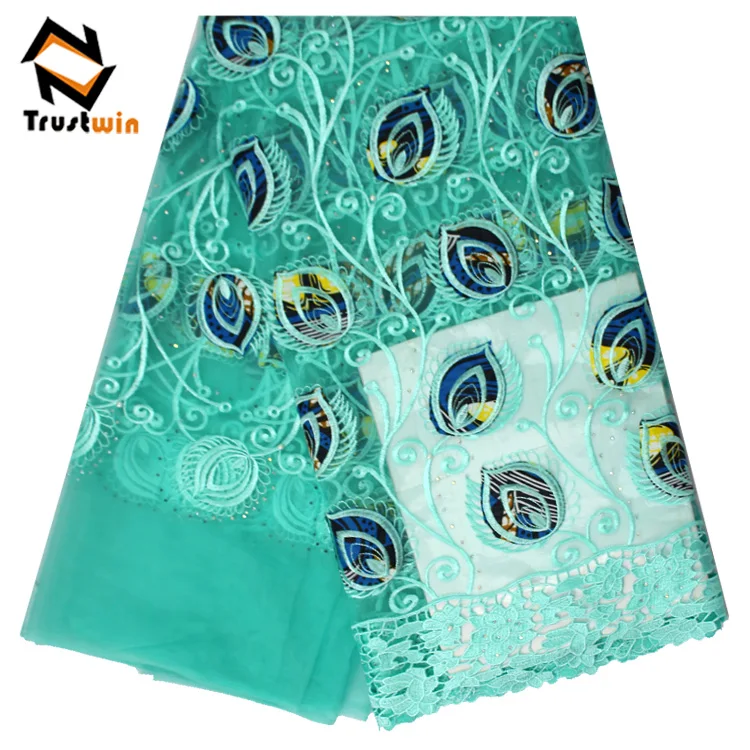 Meilleure Vente Tissu Africain Broderie Floral Wax Ankara Tulle Lace Dentelle