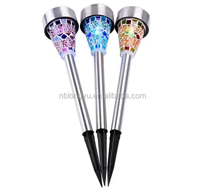 3 Pack Mosaic Solar Powered Stake Lights  Solar Outdoor Garden Light