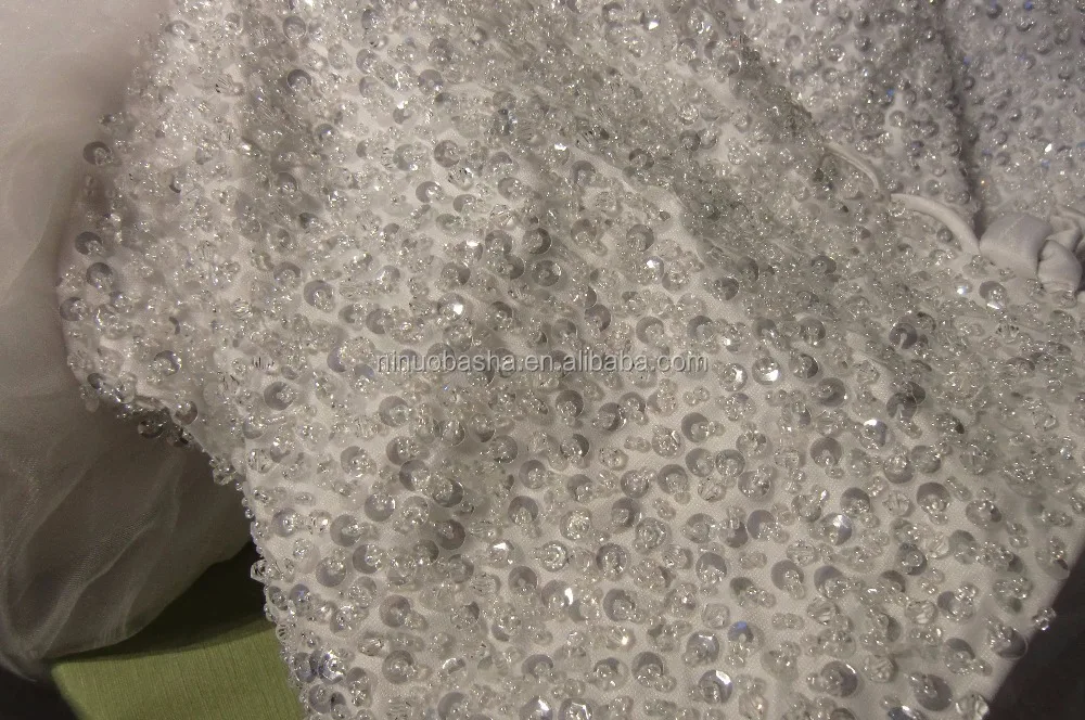 NW1214 Real Sample Ball Gown Beaded Top with Gliter Tulle Skirt  Elegant Wedding Dress