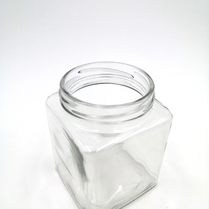 Wholesale empty square glass jars with metal lid
