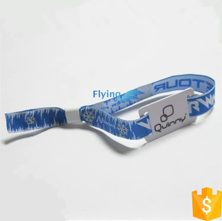 custom hot selling fabric security qr code rfid woven wristband for festival and concert