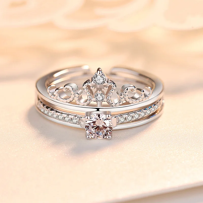 Hot Sales Sterling silver S925 Zircon Crown Dual Purpose Ring For Women