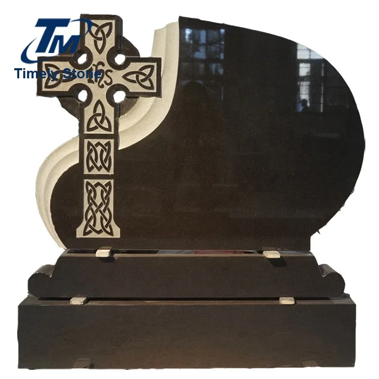 
Irish black granite cemetery grave carved tombstone gravestone celtic cross headstones monument 