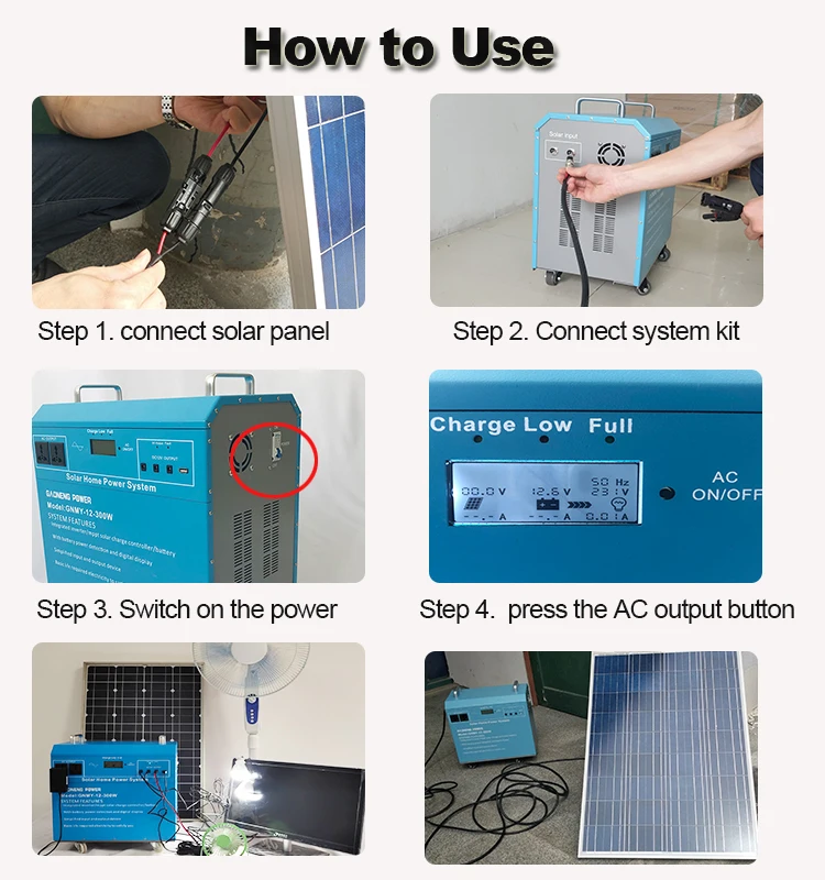 Small Portable solar systemgenerator  for home use 220 V power output with inverter charger battery and solar panel
