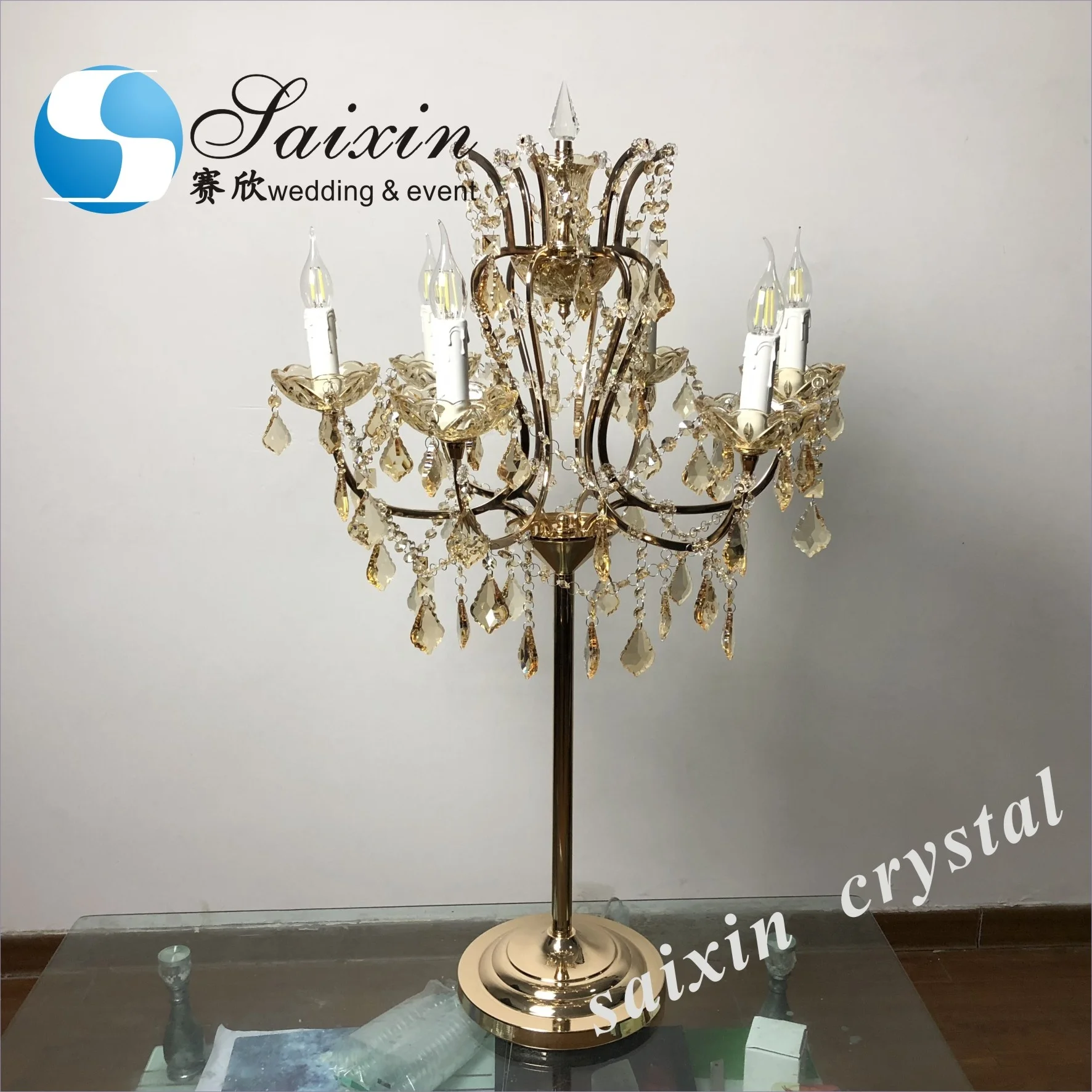 China wholesale wedding crystal lights chandelier for centerpieces weddings decoration