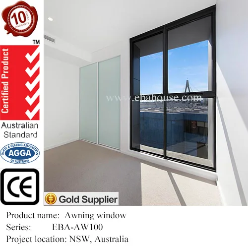 
double glazed windows australia standard EBAHOUSE awning window with chain winder AS2047 aluminium window frames 