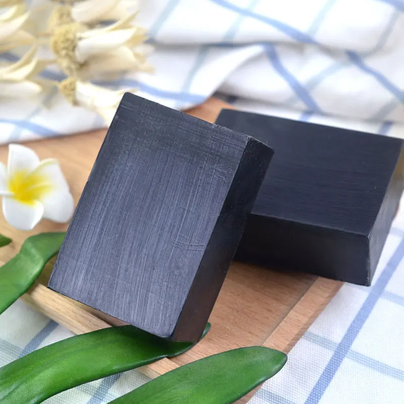Small Batch Custom 140g Herbal Natural Kojic Acid Whitening Handmade Soap Acne Bamboo Charcoal Essential Oil Black Soap