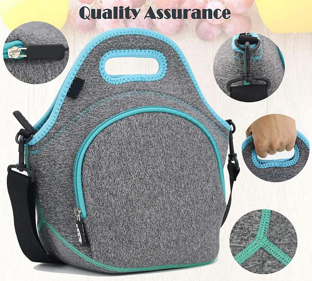
New Model Neoprene Lunch Bag Customized Insulated Lunch Cooler Bag with Front Pocket 