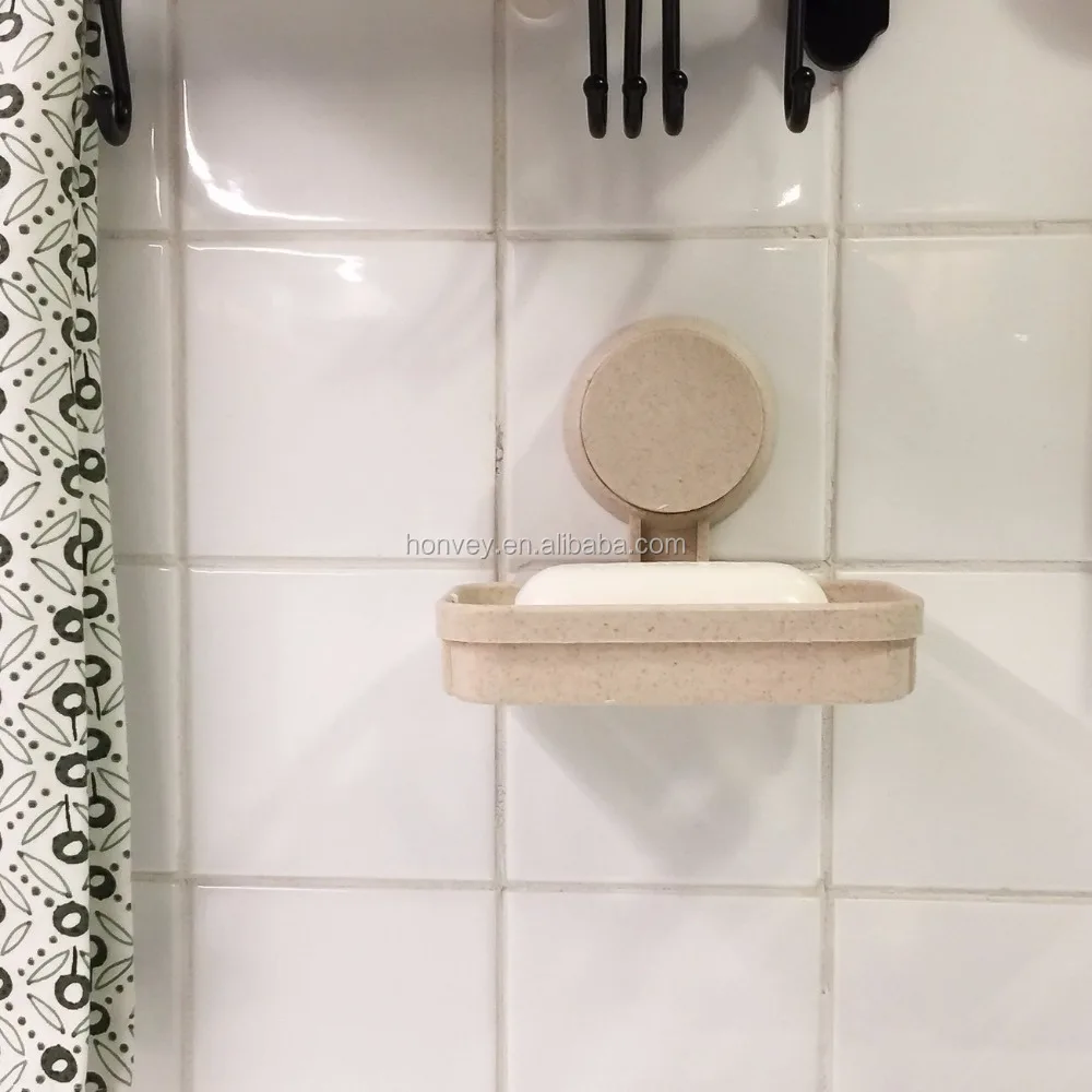
HONVEY Suction Soap Wheat Straw Dish Holder Soap Case Saver with Tool Free Installation 