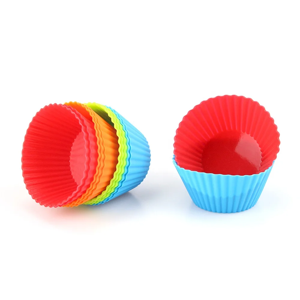 Wholesale Baking Tools Round Shaped Customized Size Colorful Food-grade Silicone  Muffin Cups Cake Molds