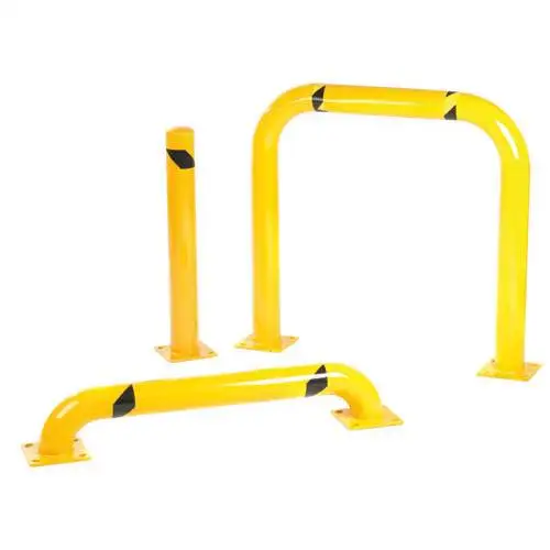 Heavy Duty Yellow Industrial Safety Floor Mounted Pipe Steel Bollards