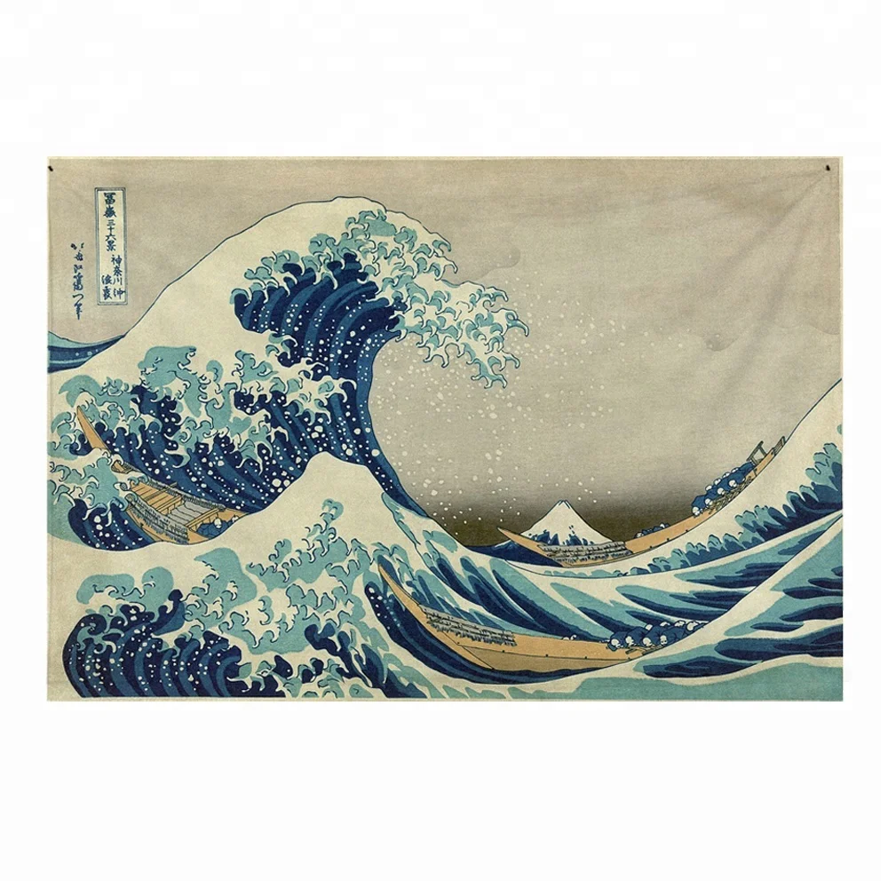 Пользовательский дизайн Katsushika Hokusai большое волнистое настенное одеяло хлопковый