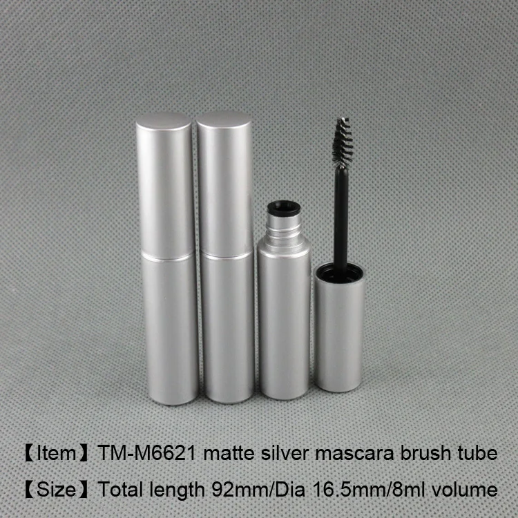 
Free shipping MOQ 500pcs TM-M6621 8ml matte silver round mascara bottle eye lash maker 