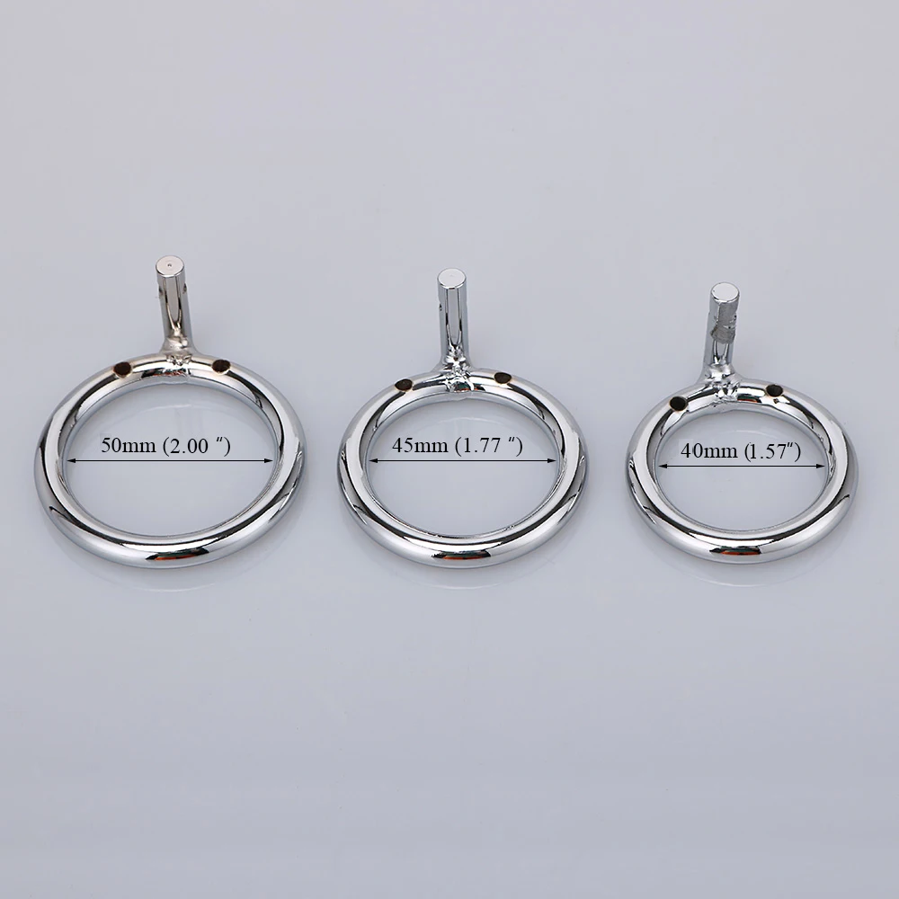 Bondage Gear Stainless steel Male chastity device cage cock cage with 3 sizes penis rings