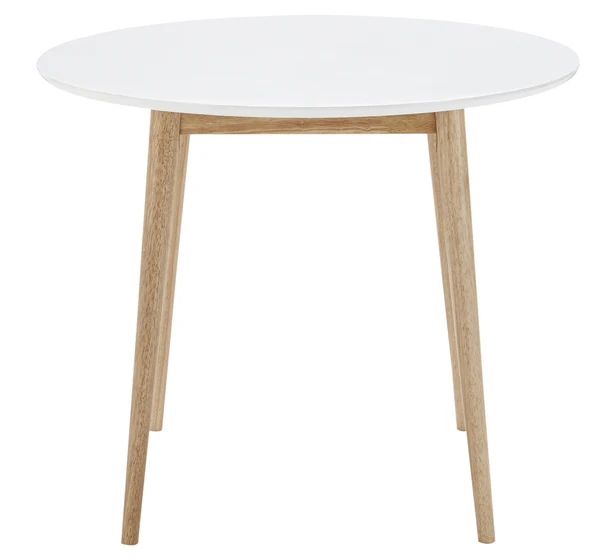 
white painted wooden appearance round dining table 
