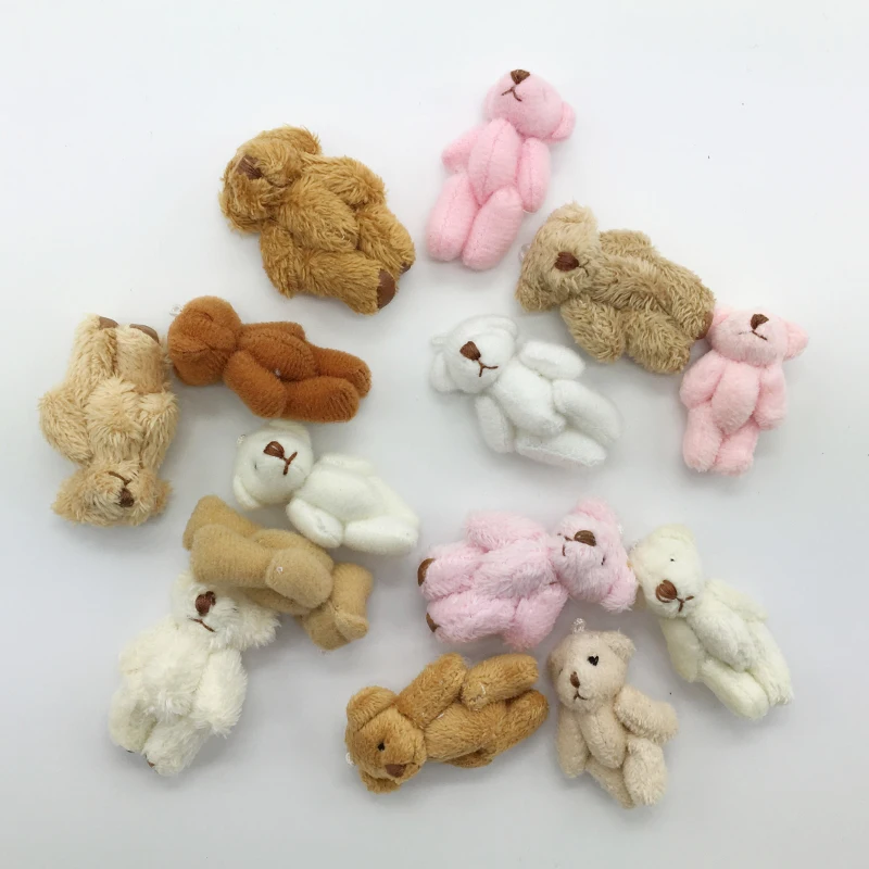 14PCS Lot 4cm 3 Style Mixed Color Super Cute Mini Joint Plush Bear Kid Toys Stuffed
