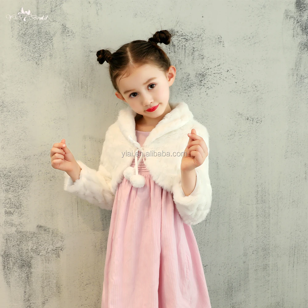 
LZP256 Lovely Fluffy White Fur Bolero Girls Winter Coat 