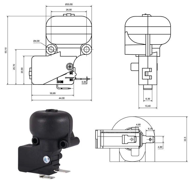 Anti dumping 16a 250vac safety tip over switch for electric heater