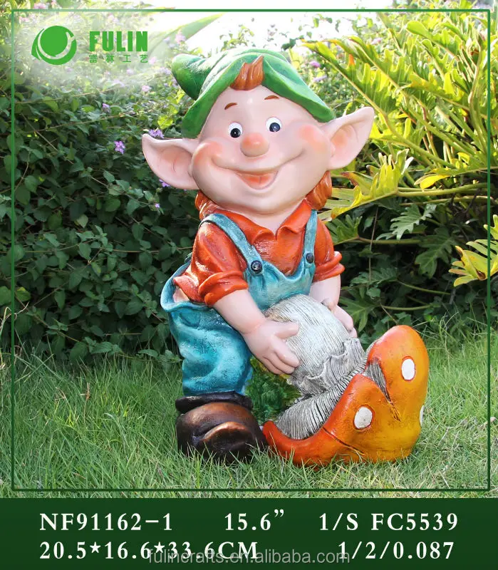 Mushroom and Dwarf Garden Resin Big Ears Gnomes