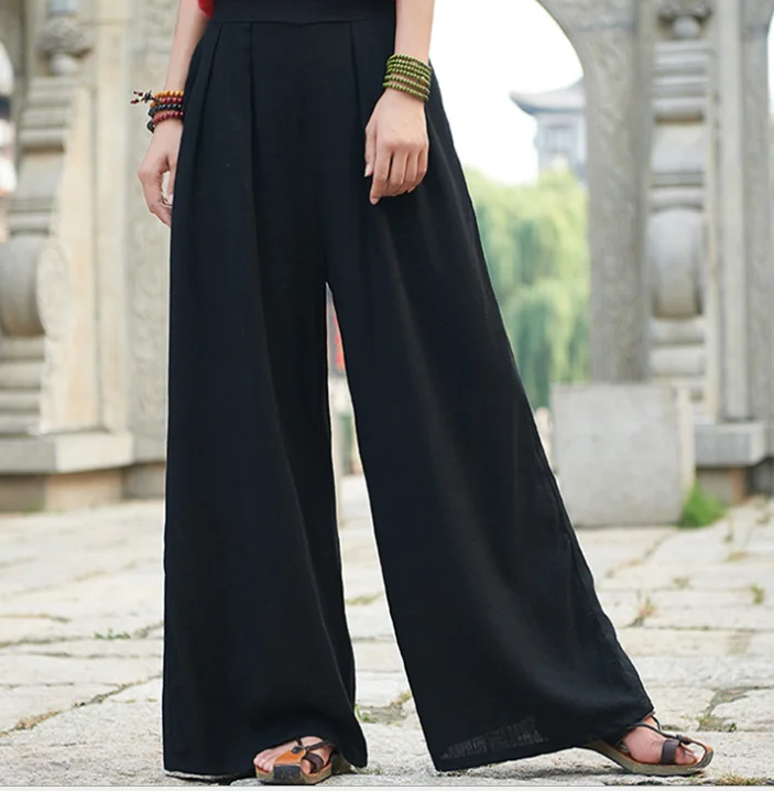 Zm80669a весна-лето 2019 хлопок и конопля Женская одежда для путешествий Йога женские широкие брюки